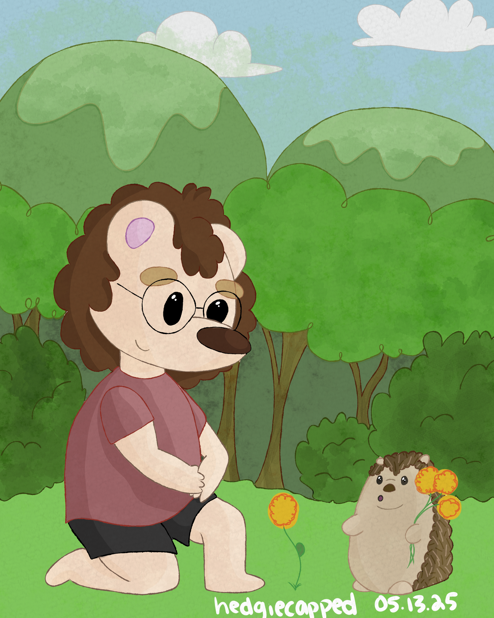 Bill and hedgie go flower hunting