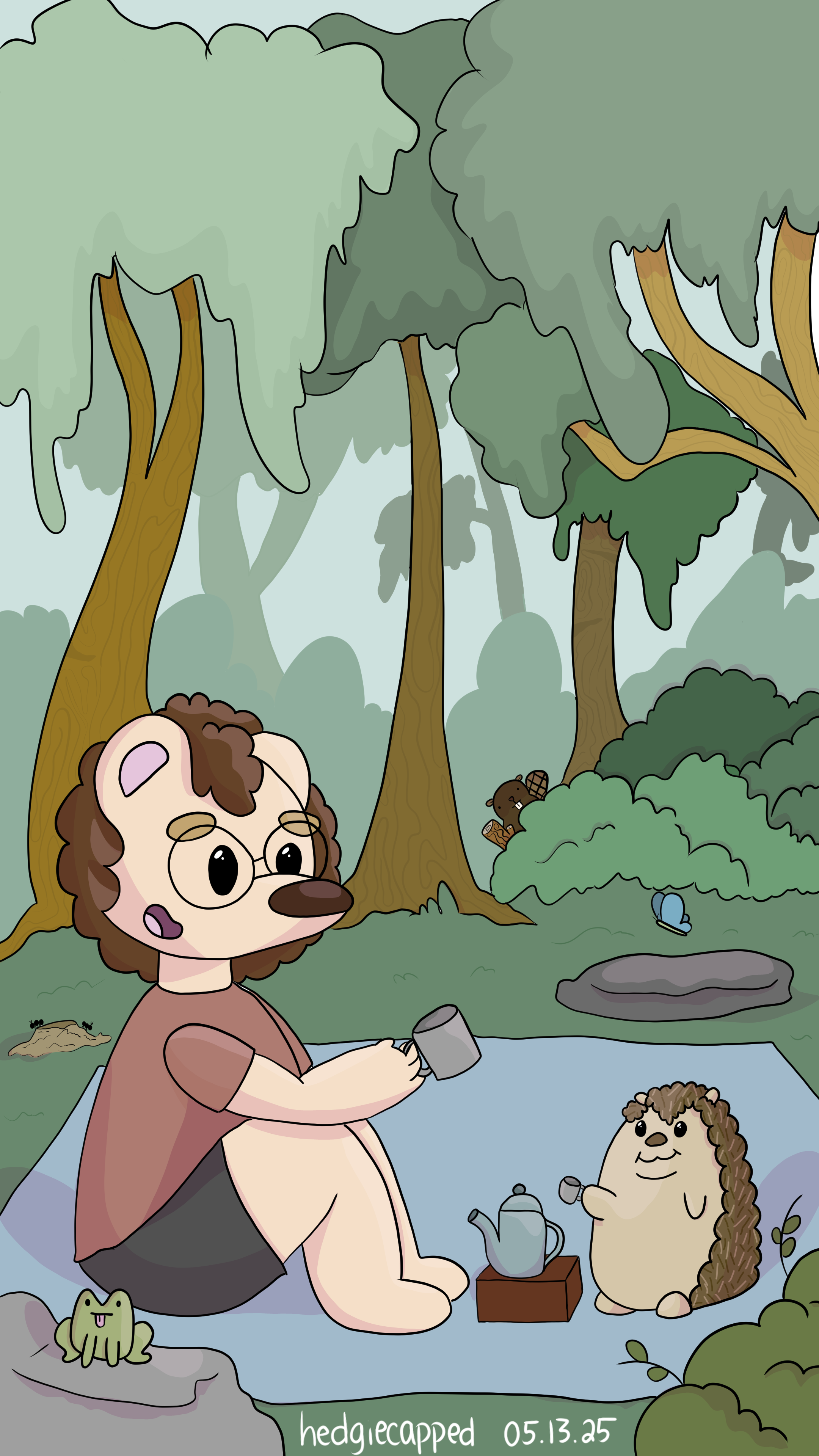 Bill and hedgie have a tea party