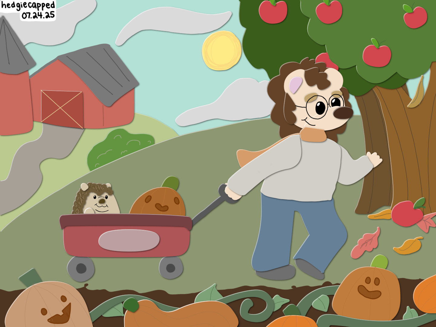 Me and Bill pumpkin hunting, made out of paper